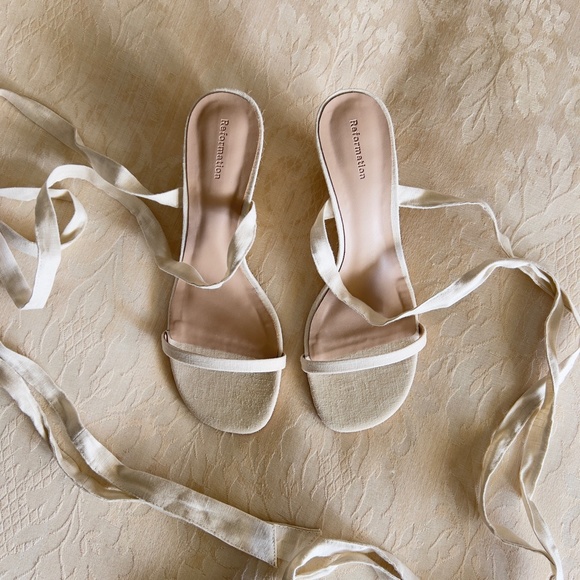 Reformation Alessa Linen Espedrille Wedges | NWOT - Picture 8 of 12